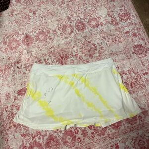 Lululemon White Tennis Skort with Yellow Tie-Dye Accent
